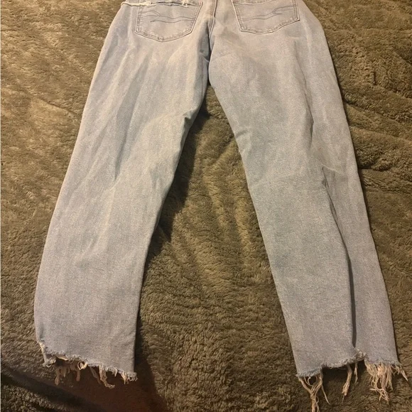American Eagle Outfitters Light Blue Distressed Straight Leg Jeans - Picture 2 of 5